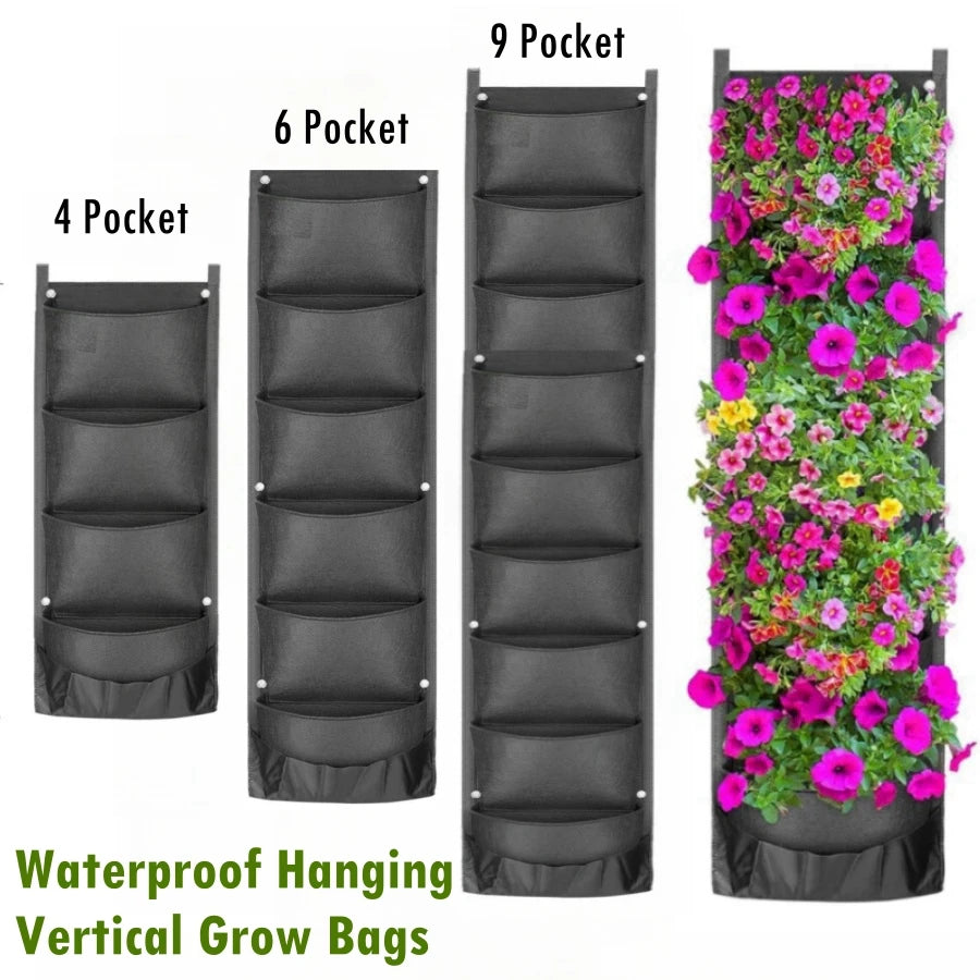 4/6/9 Taschen wasserdicht hängende vertikale Wand Pflanzer Taschen Pflanzen Blume wachsen Taschen für Indoor Outdoor Hof Gartenzaun nach Hause