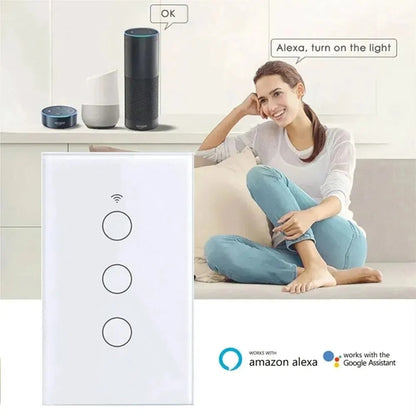 Tuya Smart Life Licht-Touch-Schalter, WiFi-Sensor, App-Fernbedienung, Neutrales Kabelloses, 110 V, 220 V, Funktioniert mit Alexa, Google Home